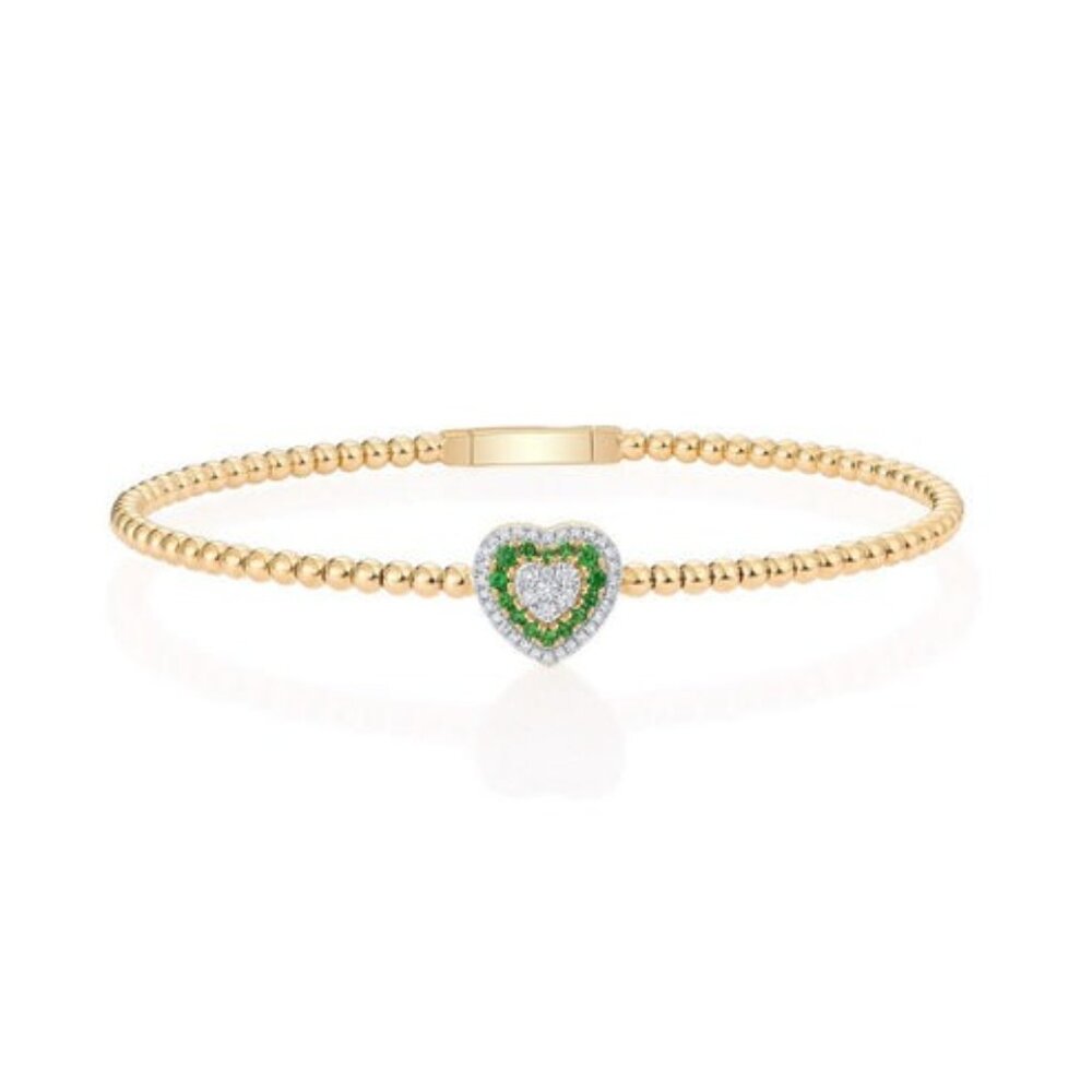 37 Diamond Blue Sapphire 14K (or 18k upon request) Yellow Gold Bangle Bracelet